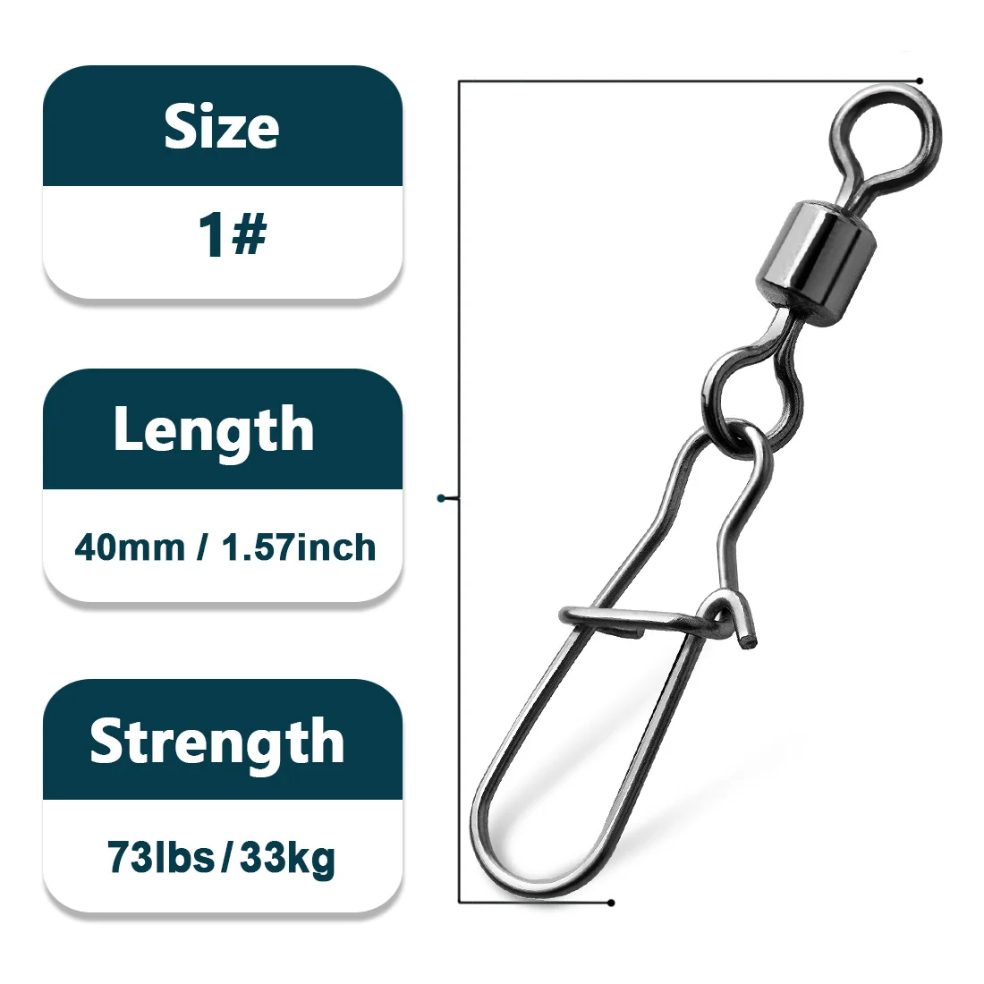 9KM 25Pcs Angeln Snap Wirbel Edelstahl Salzwasser Angeln Rolling Duo-Lock Snap Swivel Anschlüsse Tackle