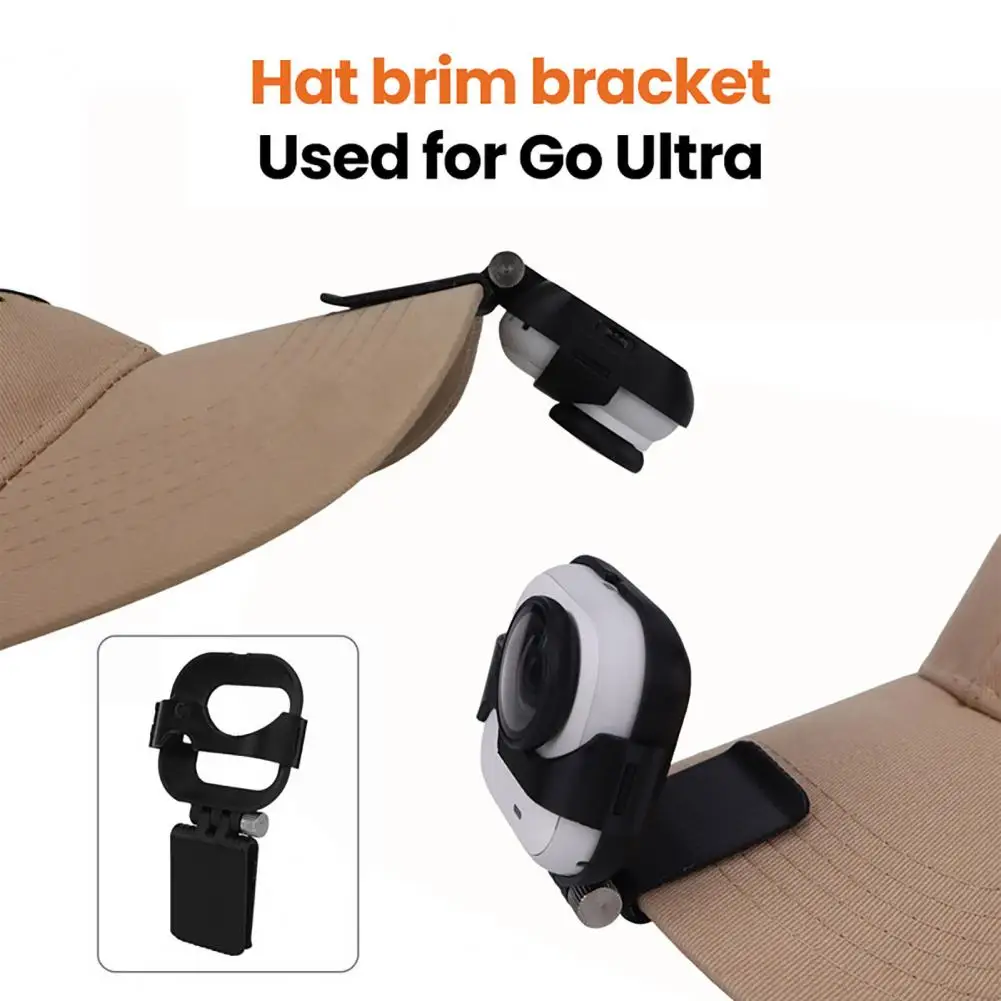 10cm Action Camera Mount Adjustable Front Overhead Angles Snap-On Design Heat Dissipation Hat Brim Holder For Insta360 Go Ultra