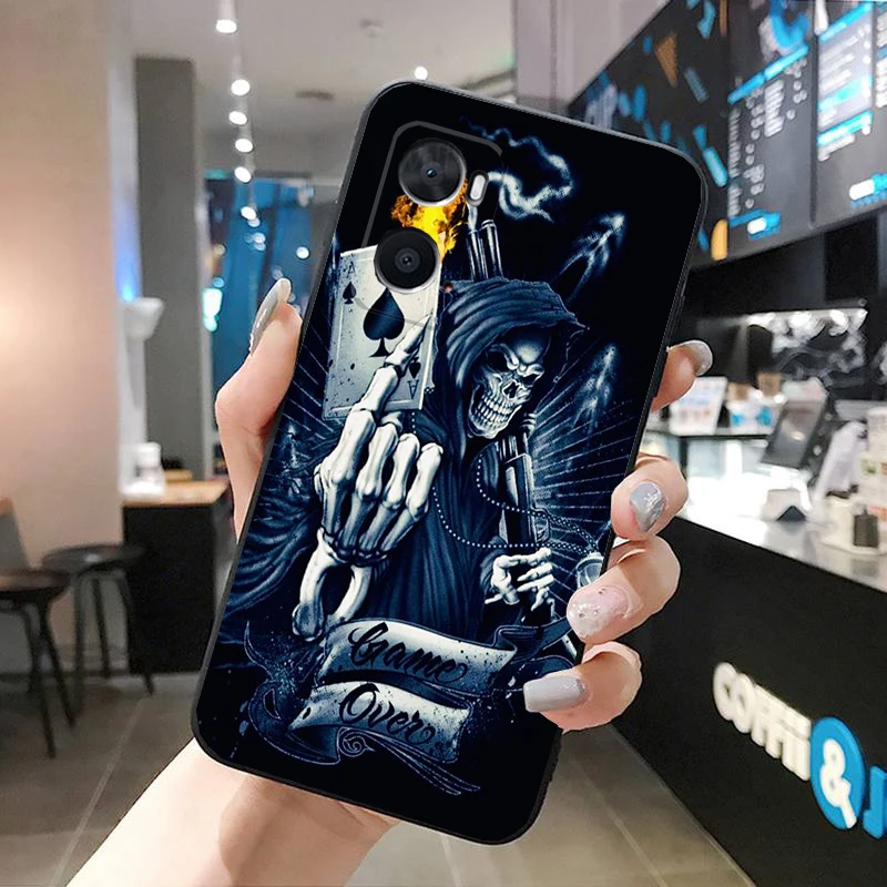 Grim Reaper Skull Skeleton Case For OPPO A78 A54S A17 A57S A74 A78 A91 A96 A94 Realme GT Master X3SuperZoom Reno 7 10 11 pro