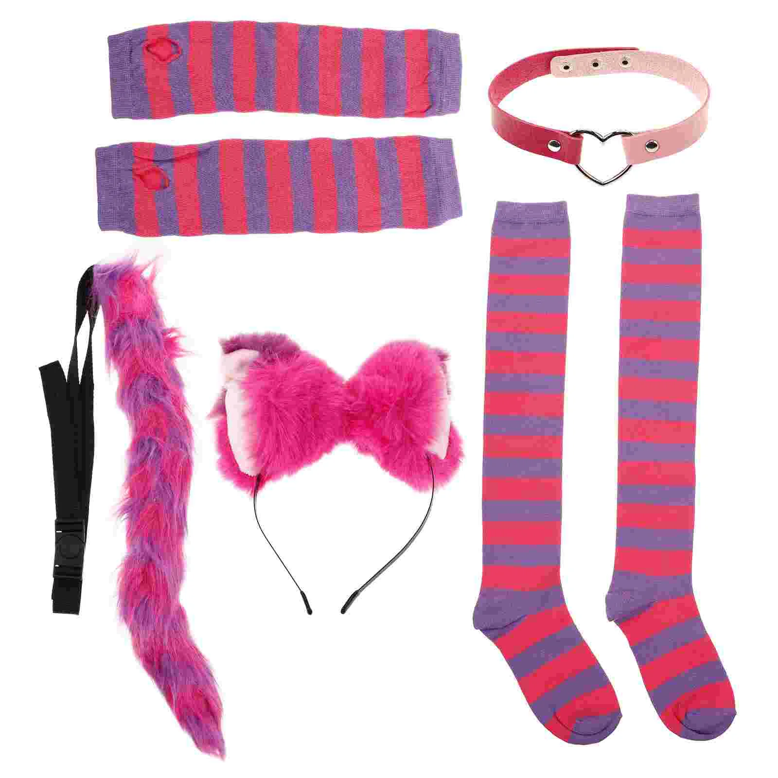 Set di orecchie di gatto Abbigliamento Orecchie Copricapo Collare Decor Cosplay Coda Festival Guanti girocollo