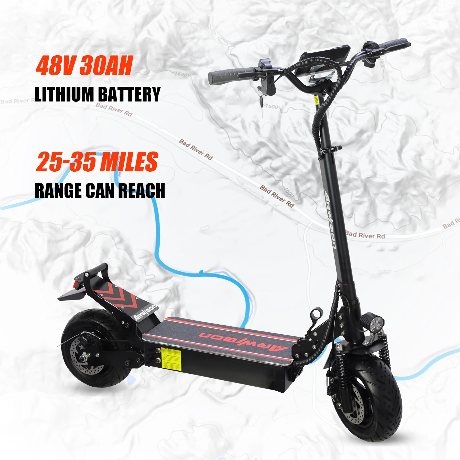 USA Stock Hydraulic Suspension escooter e scooter 11 inch Road Tire ARWIBON Q30 Fast Electric Scooter
