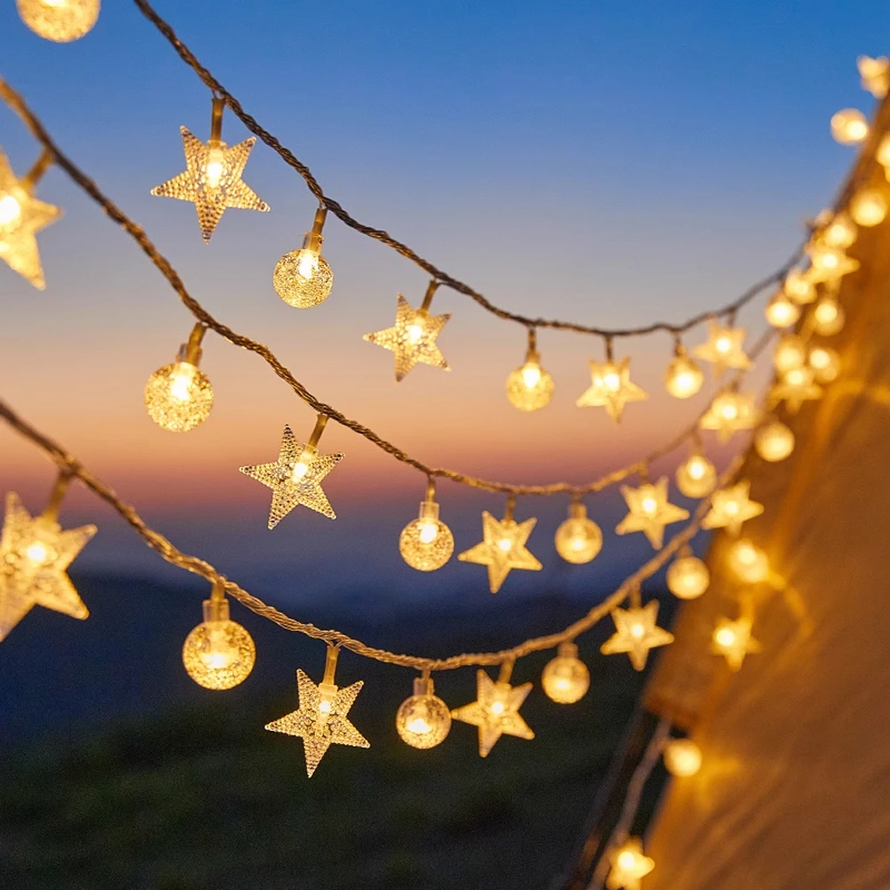 1pc 3m Star & Bubble Ball Fairy Lights - Ideal For Room, Birthday, Party, Wedding Decoration, Gift