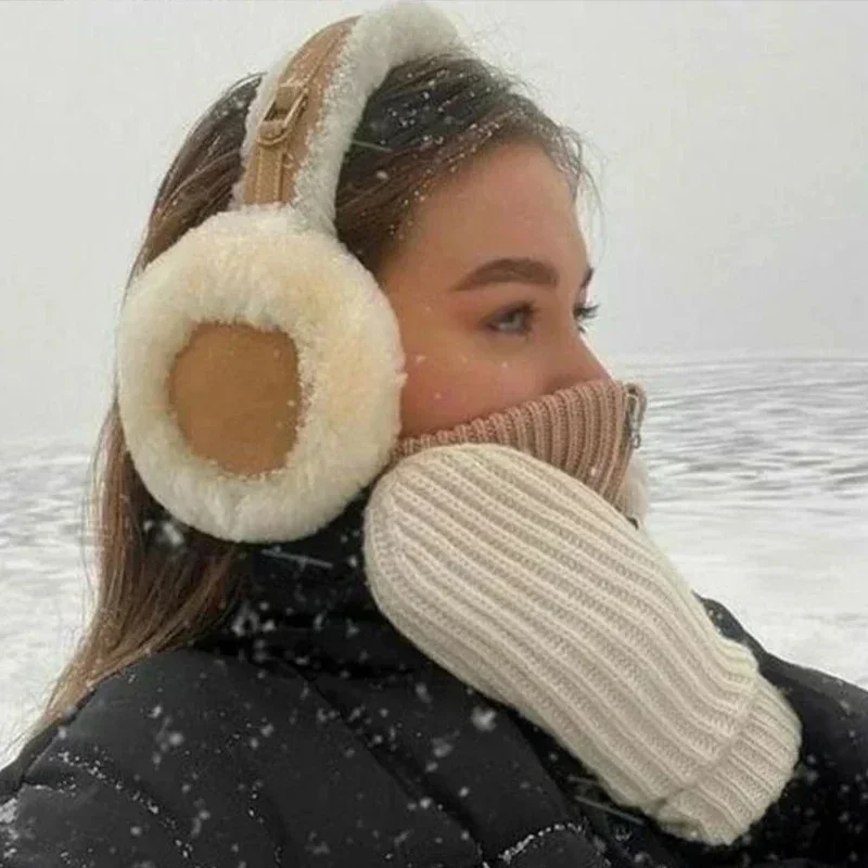 Muffs de ouvido dobráveis para homens e mulheres, macio, mais quente, luxuoso, quente, monocromático, Earflap, ao ar livre, proteção fria, inverno