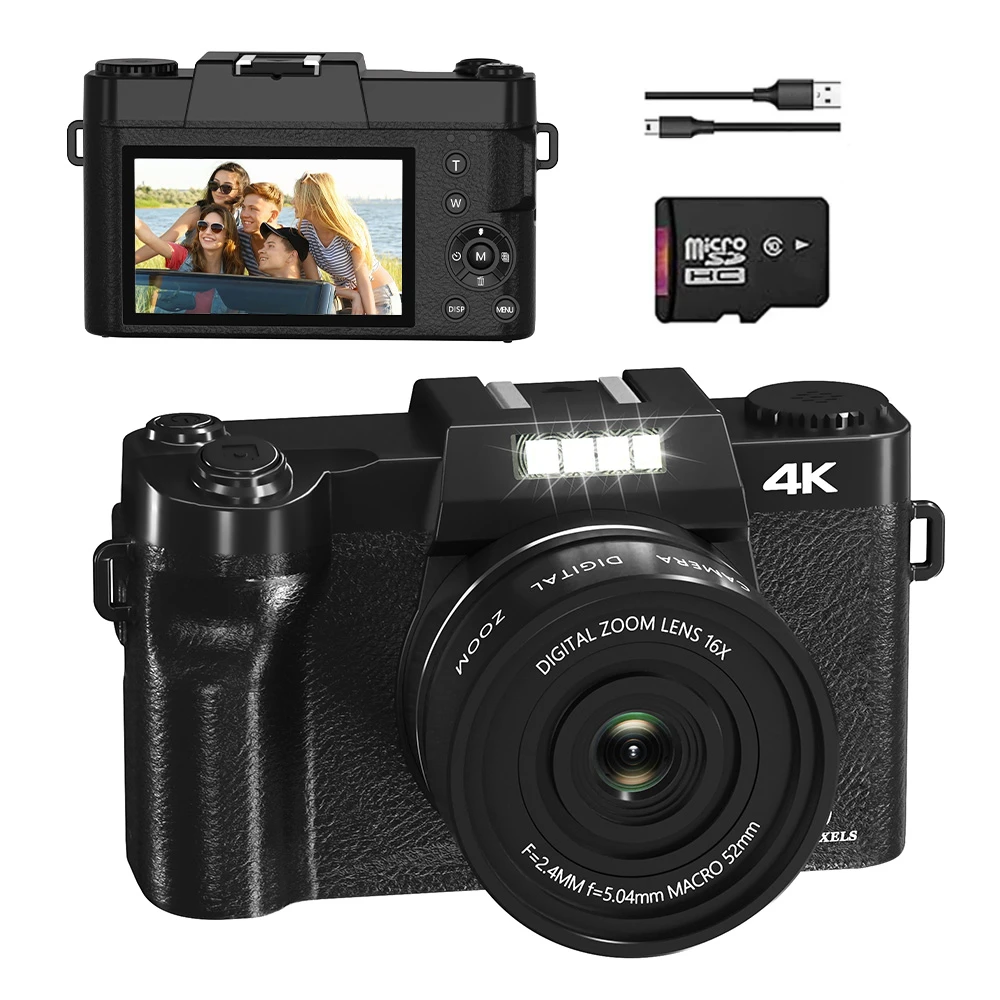 

4K 56MP Digital Camera for Photography Camcorder 16X Zoom Autofocu WiFi Vlogging Compact Camera for YouTube Livestream Webcam