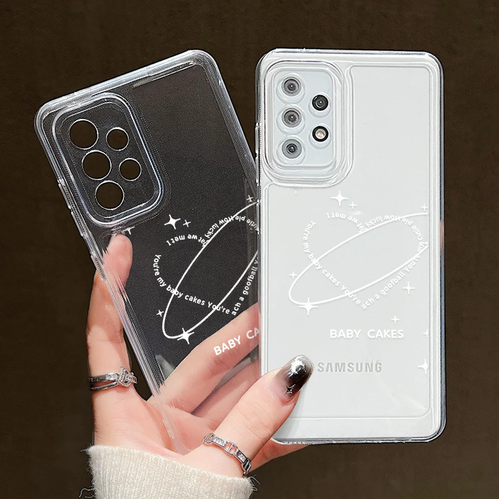 Baby Cakes Clear Case For Samsung A54 5G A53 A52s 5G A33 A32 A23 A22 A14 A13 A12 A05 A34 A35 S23 Ultra S22 S21 Plus S20 FE Cover