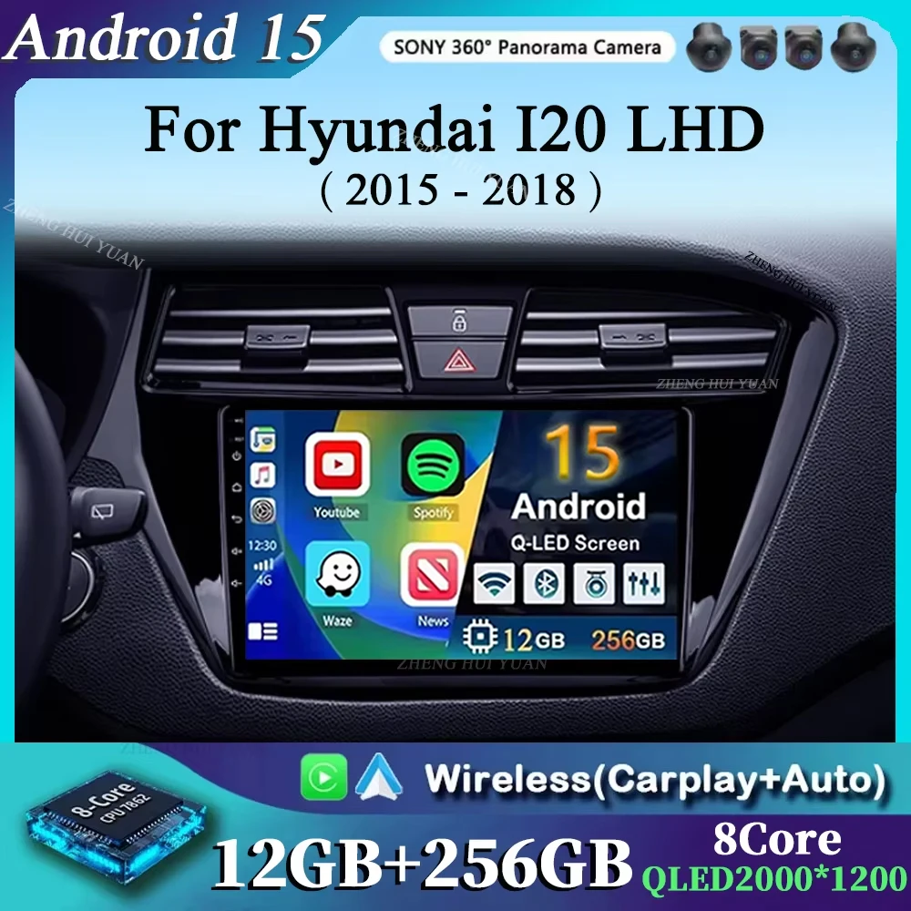 

Android 15 Carplay Автомобиль для Hyundai I20 LHD 2015 2016 2017 2018 Радио-навигация GPS Мультимедийный плеер WiFi + 4G Авто стерео BT DSP