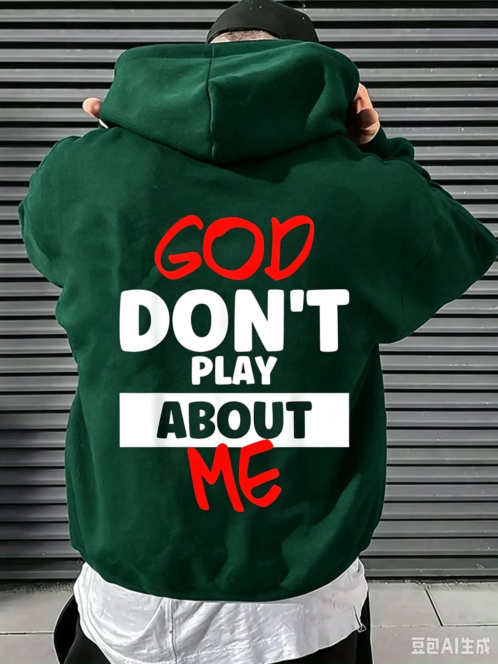 Men Autumn Winter Warm Hoodie GOD DON'T PLAY ABOUT ME Print Loose Casual Streetwear Pullover Sweatshirt