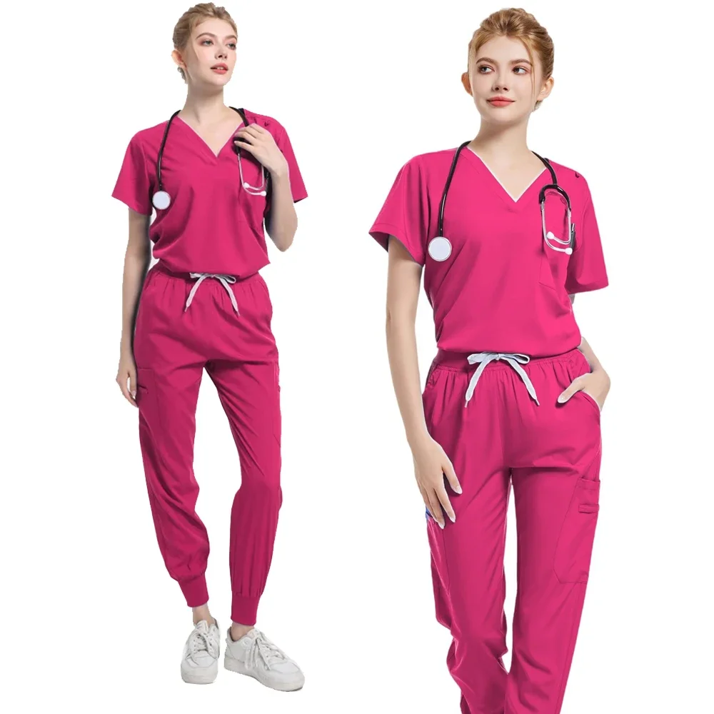 Personalizado Médico Scrubs Calças e Uniformes, Feminino Enfermagem Scrub Conjuntos, Hospital Jogger, Atacado, 2024