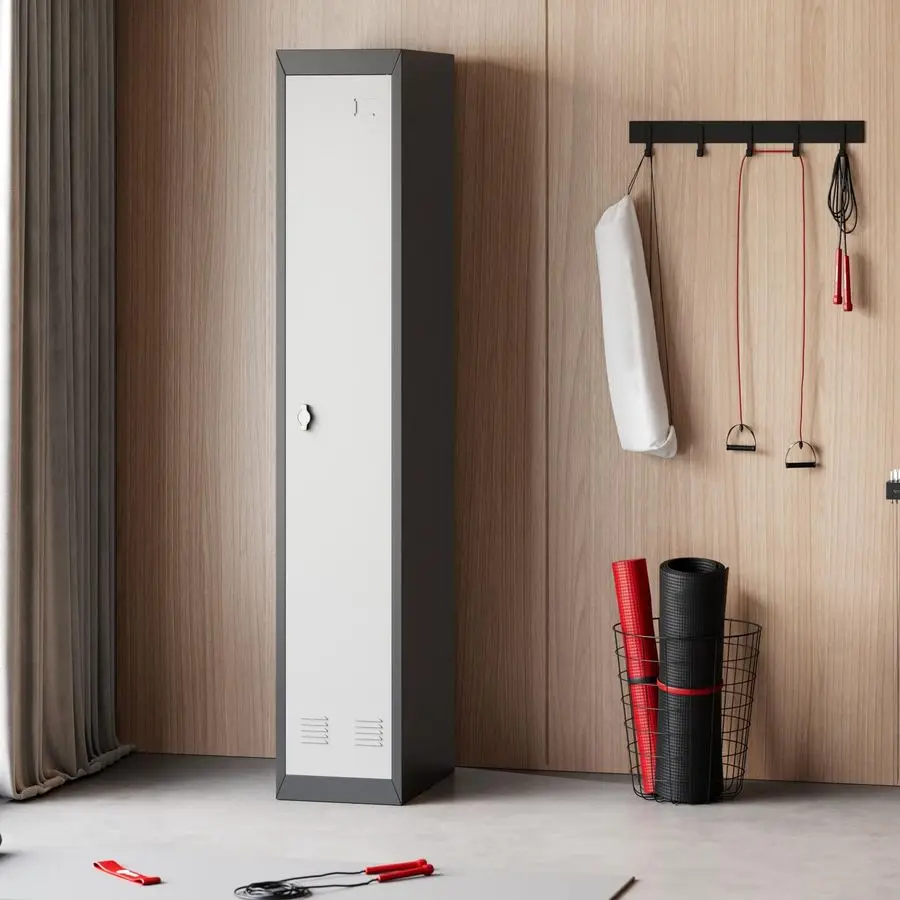 خزانة معدنية طويلة مع أبواب قابلة للقفل ومفاتيح، ومنظم تخزين الموظف للمدرسة، وصالة الألعاب الرياضية، والمكتب، والمنزل، والمرآب، والطفل