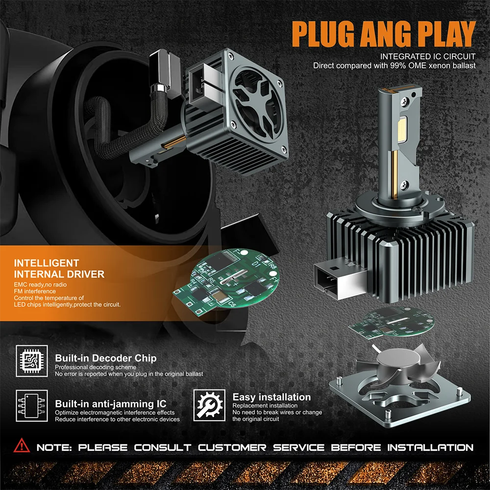 D3S LED D1S Headlight HID Bulbs D4S D2S D1R D4R D2R D3R Super Bright D Series Bulb Plug&Play Turbo LED Bulbs For Car 6000K image 5