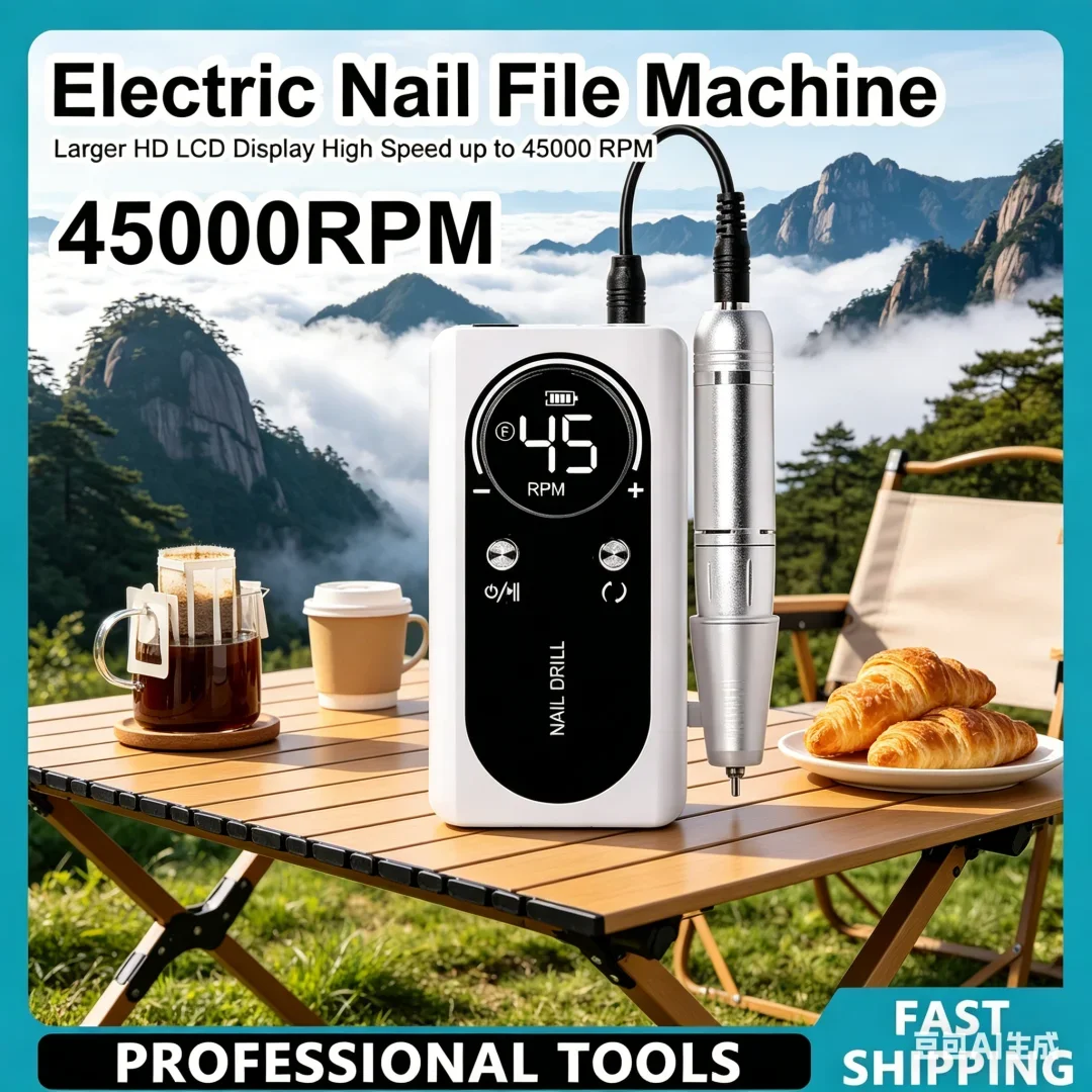 

Opulent 45000RPM Electric Portable Nail Drill Machine Rechargeable Low Noise Nail Sander File for Elegant Manicure