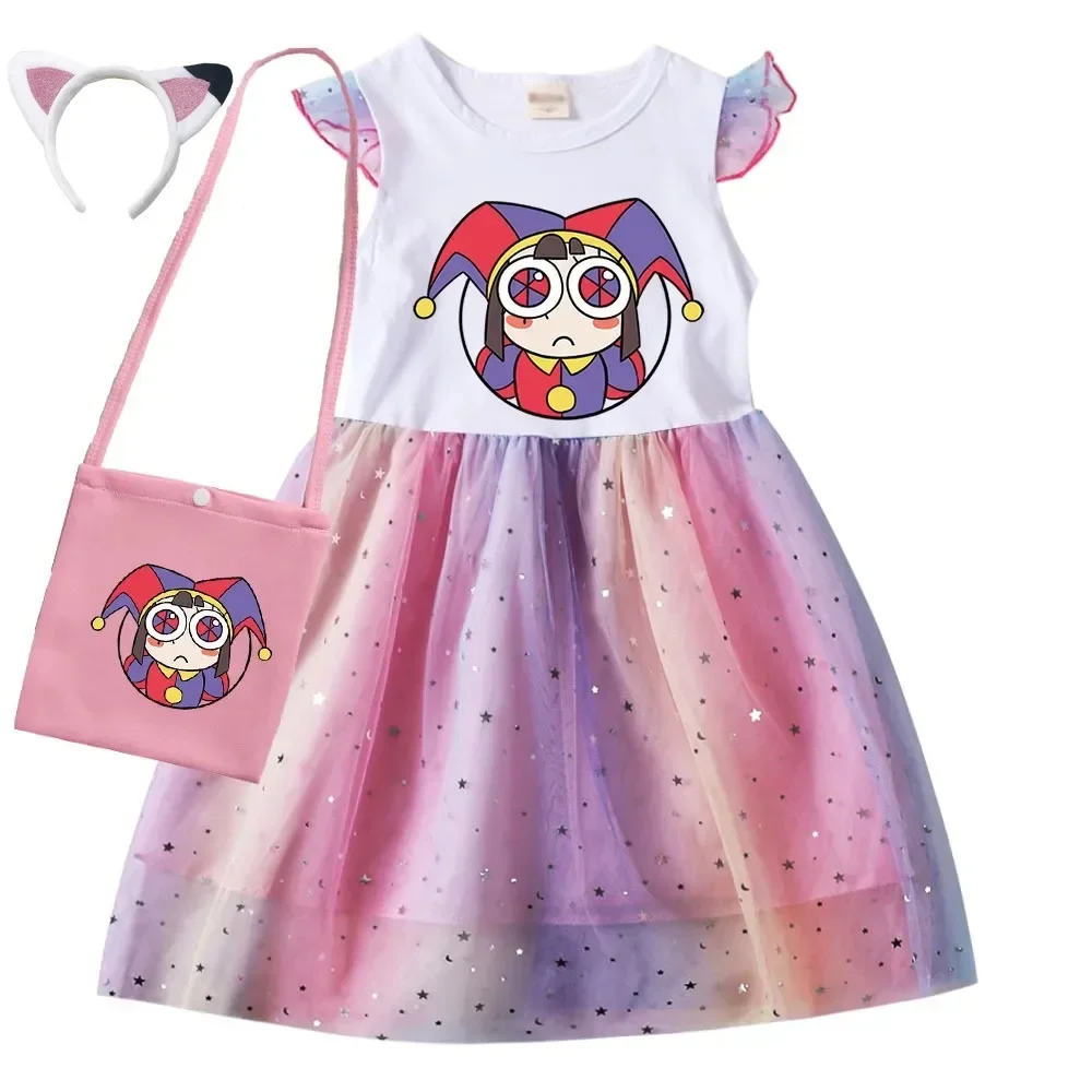 

The Amazing Digital Circus Dress Kids Jax Pomni Clothes Baby Girls Casual Short Sleeve Dresses Children Wedding Princess Vestido