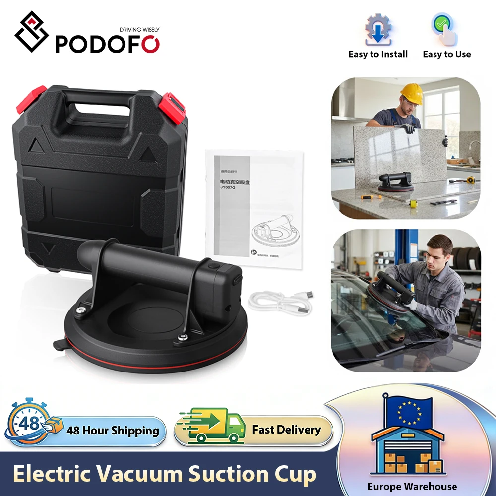 Ventouse électrique Podofo 8'' à aspiration sous vide, capacité de charge 250 kg, ventouse de levage robuste pour carrelage, fenêtre, granit, verre.
