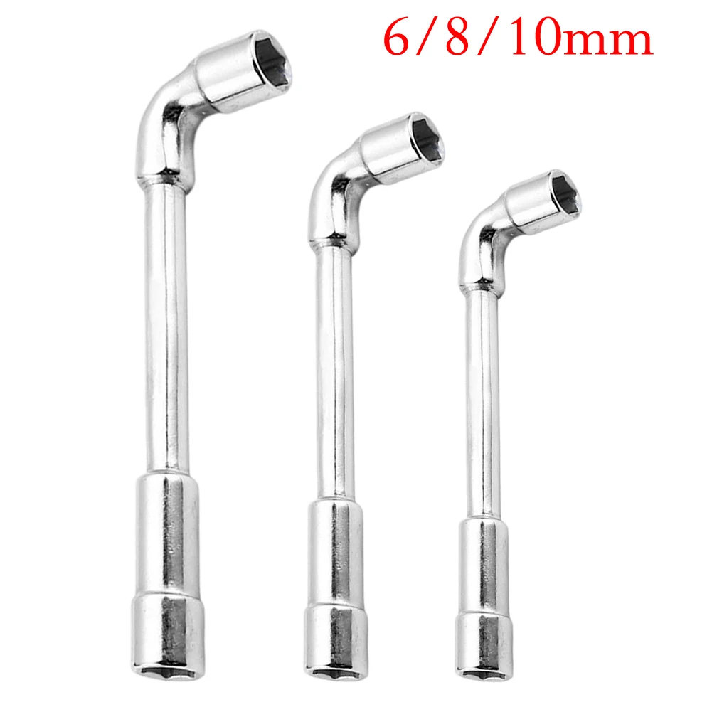 Chave de soquete de tubo de revestimento de cabeça dupla, 6/8/10mm, cotovelo perfurado em forma de l, ferramenta manual hexagonal, peça de instalação diy para reparo