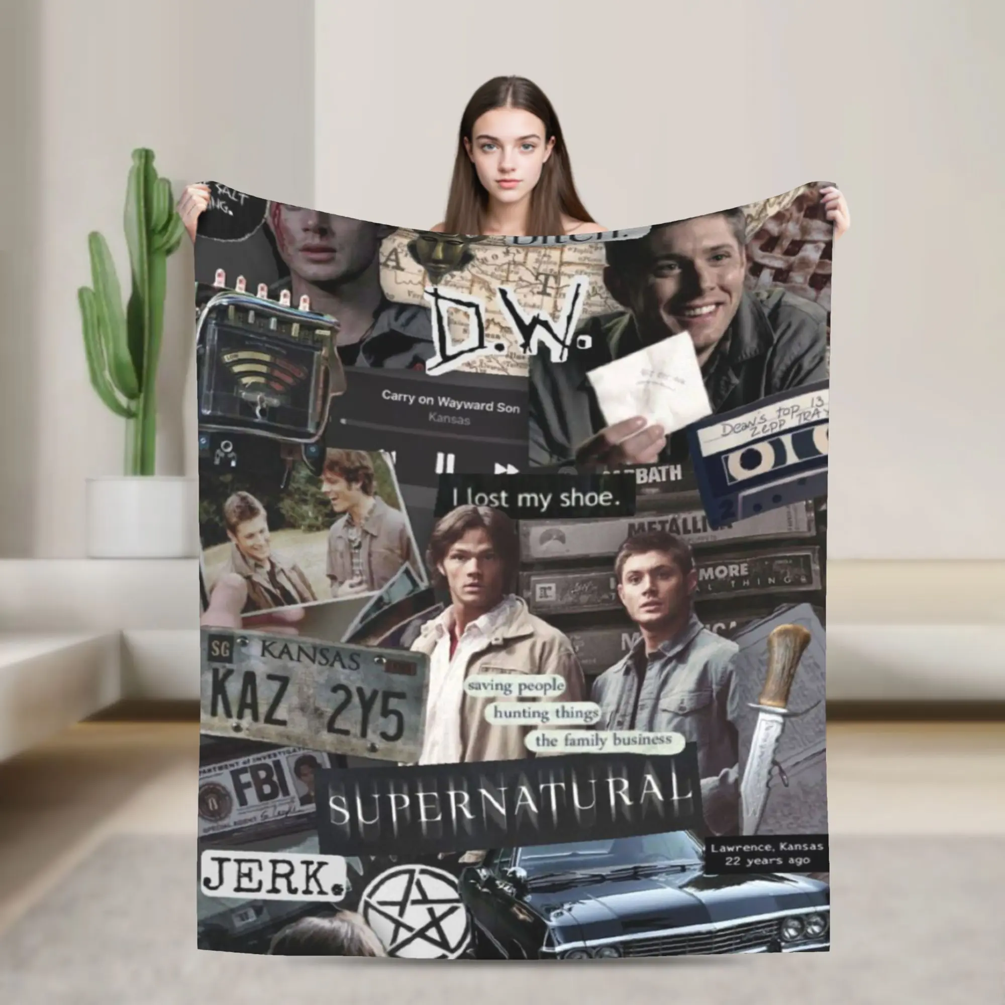 Supernatural Dean Winchester Sam Blanket Super Soft Warm  Throw Blankets for Sofa 50x60 Inch Multi-size Bedspreads