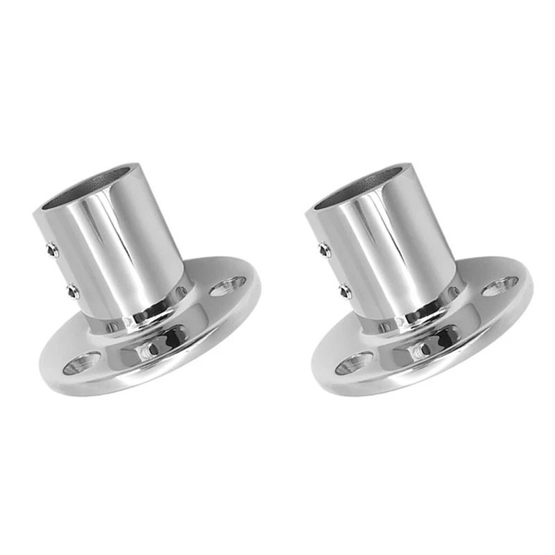 2Pcs 316 Stainless Steel 90 Degree Marine Boat Hand Rail Fitting Round Stanchion Boating Tubes Base For Pipe 32 Dia