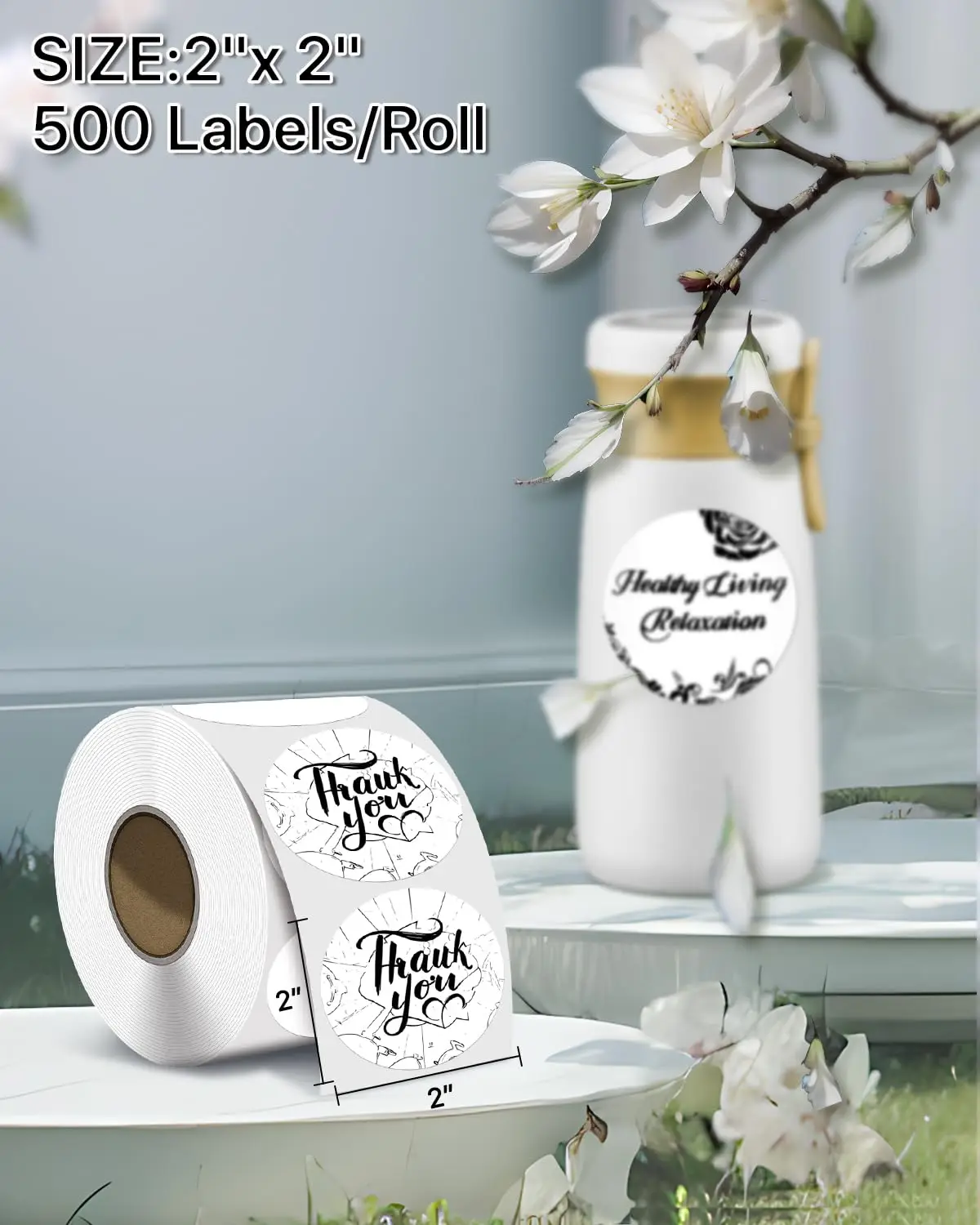 

[Round Thermal Labels] Multi-Purpose Self-Adhesive Round Thermal Labels | Compatible with Desktop Printers | for Office Use