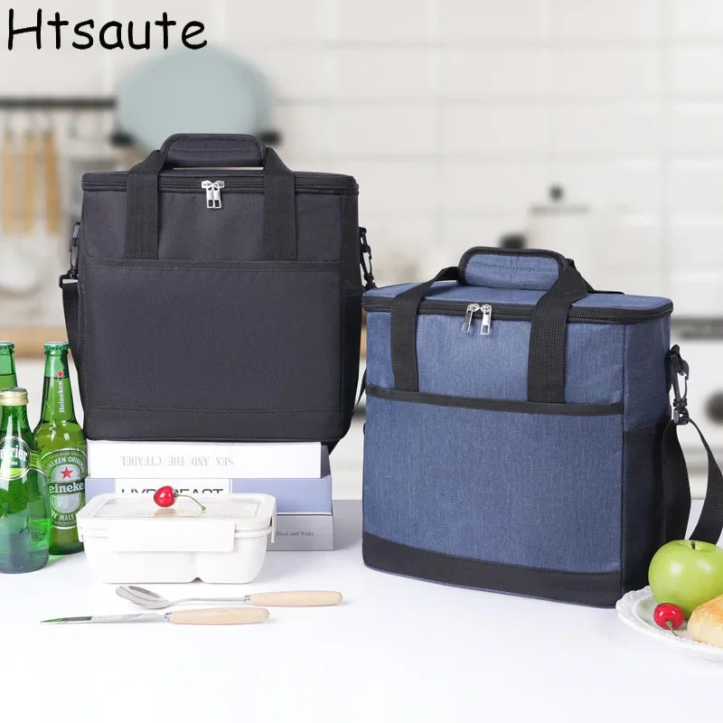 

Cooler Bag Insulated Collapsible Lunch Cooler Bag For Work Camping Beach Travel Portable Sided Leakproof Water shoulder stripe