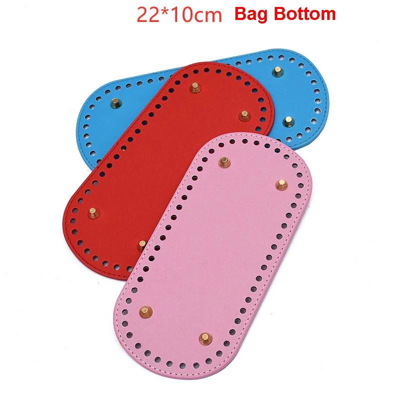 Hyunya-bolsa tejida a mano de 2 piezas, accesorios de cuero para equipaje, placa Base de 22x10cm