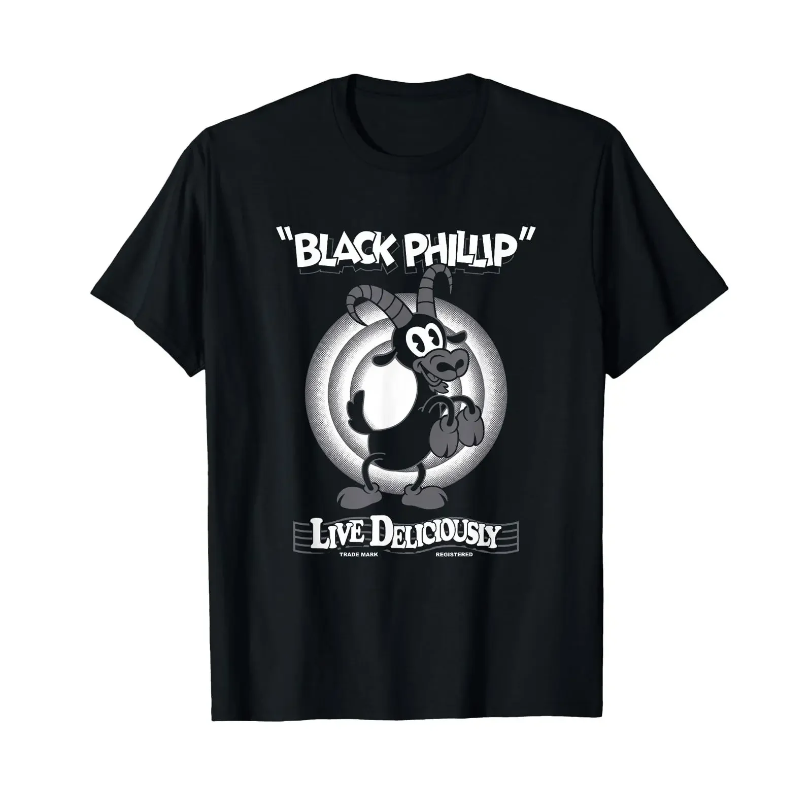 Live Deliciously Vintage Cartoon Goat Black Phillip T Shirt vintage Washed graphic Casual Stylish Versatile Comfortable