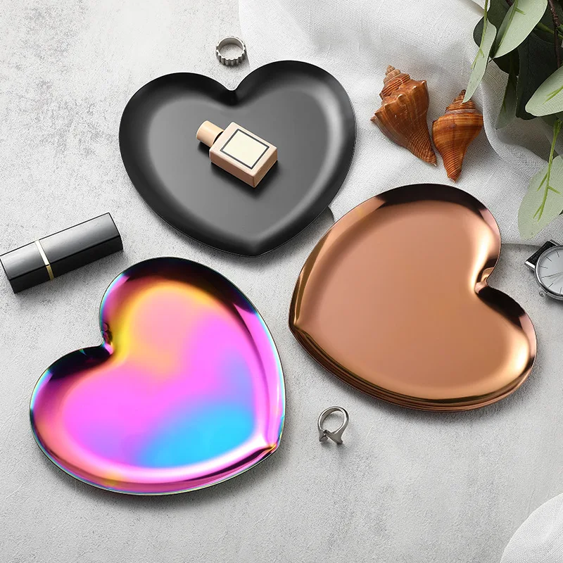 Ins Wind Stainless Steel Lip Jewelry Tray Household Cosmetics Multi-shape Purpose Metal Tray Girls Jewelry Storage Tray in Stock