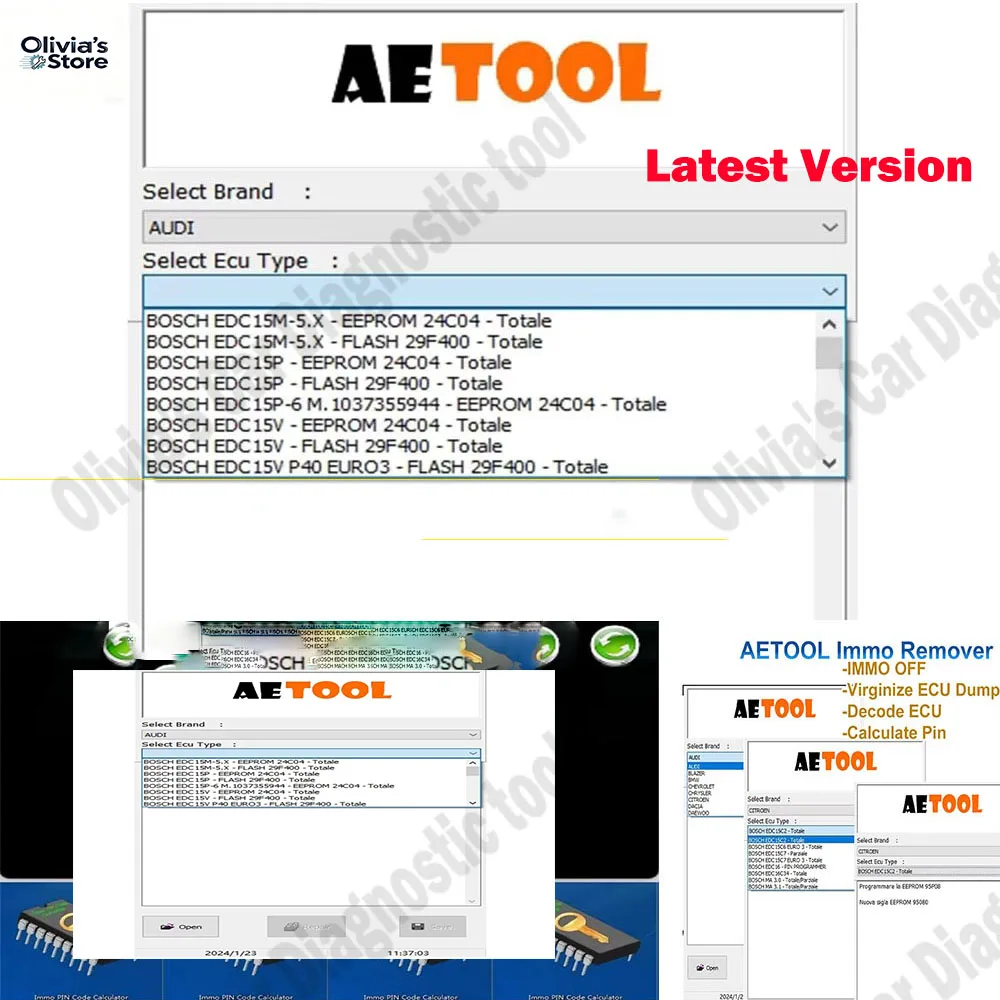 

Latest AETOOL IMMO REMOVER V1.3 obd2 scanner ECU decoding Immo Eeprom Off ECU Dump Decode ECU Calculate PIN Virgin/IMMO Remover