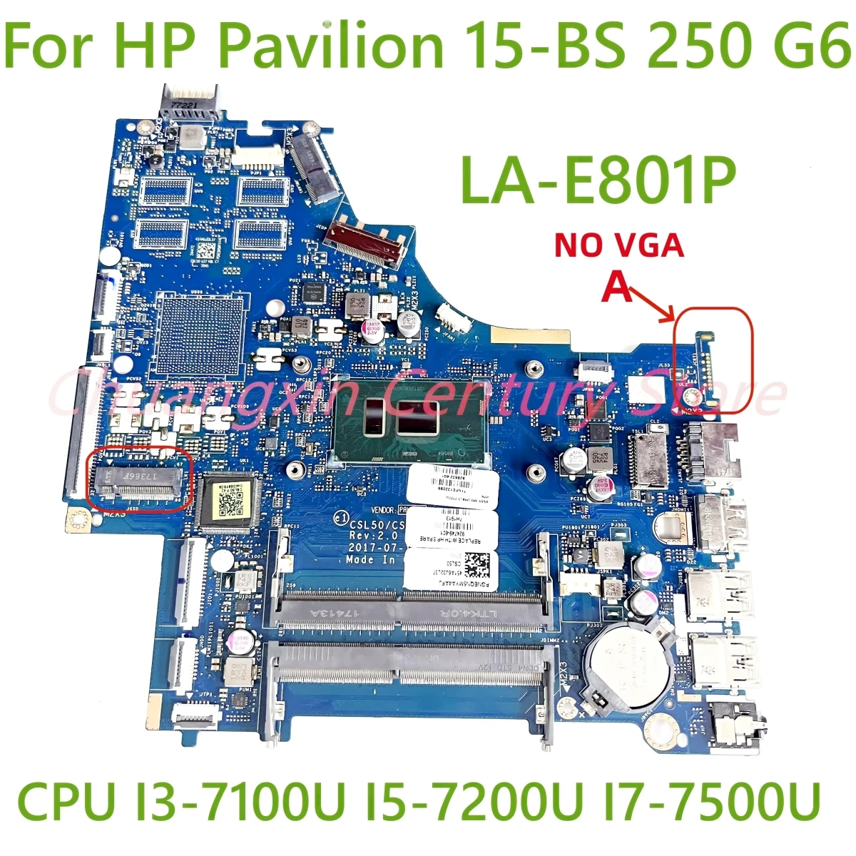 

LA-E801P LA-E802P motherboard For HP Pavilion 15-BS 250 G6 Laptop with CPU I3 I5 I7-7TH/8TH UMA 100% Tested Fully Work