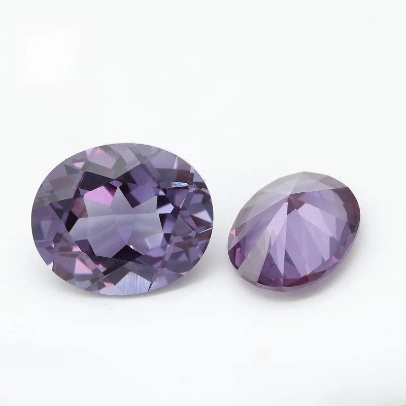 Lab Grown Alexandrite Gemstone Oval Shape Color Change Chameleon Stone Red Base Loose Beads for Jewelry Making DIY Ring Pendant
