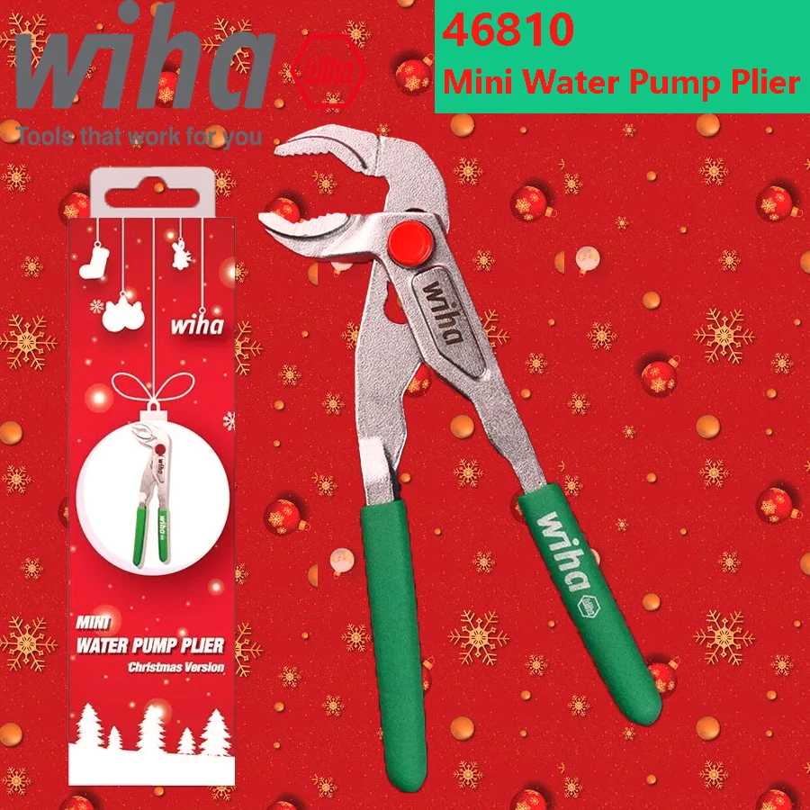 WIHA 46810 Christmas Model Mini Water Pump Plier 5 Quick Adjustment Position 5 Inch Single Handed Precision Pipe Pliers