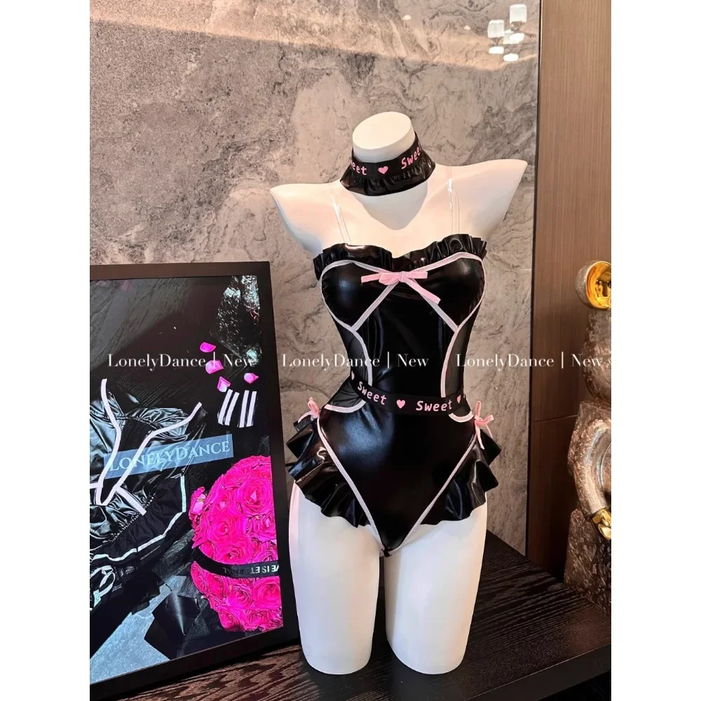 Sexy Lingerie Cosplay Car Show Model Perspective OnePiece Anime Car Model Girl Uniform Leather Bodysuit Teddy Underwear Jumpsuit