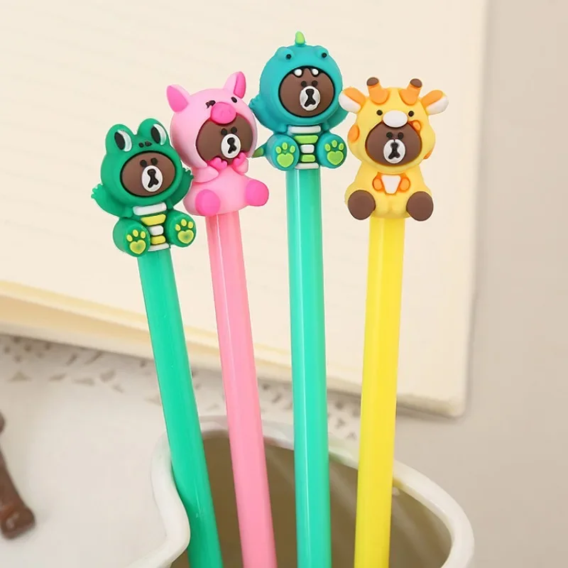 20Pcs cartoon bear cute animal modeling gender-neutral pen, creative learning stationery office signature pen