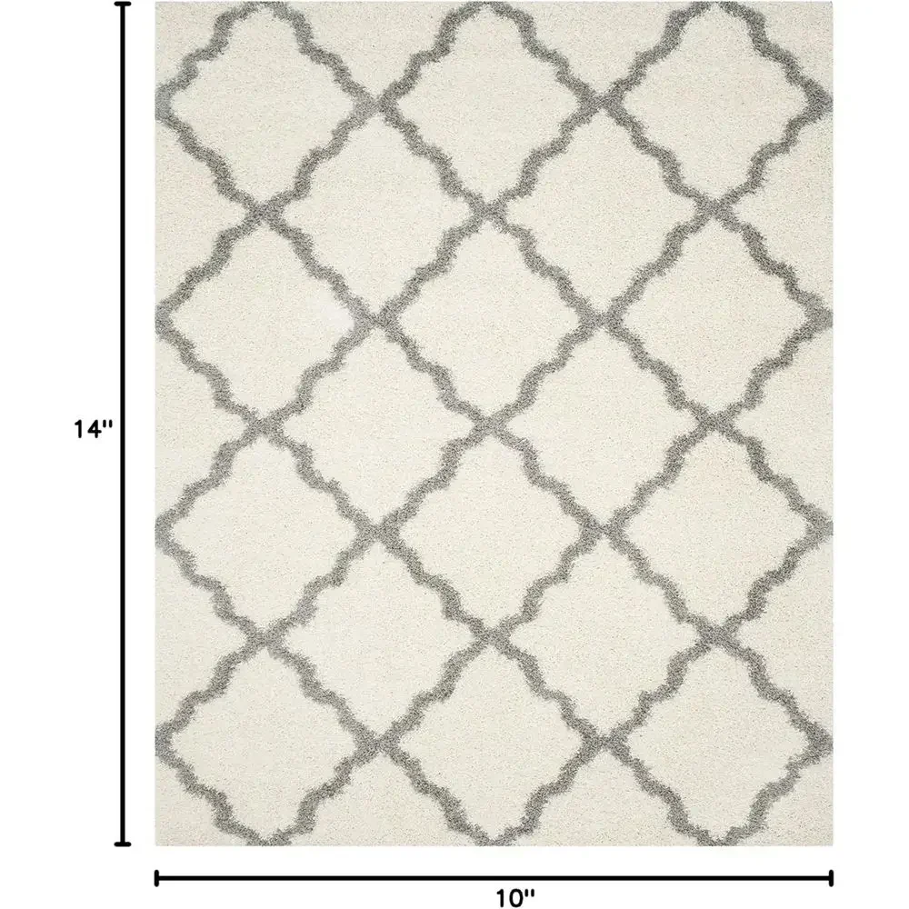 10' x 14' Trellis Area Rug - Ivory & Grey, Non-Shedding, Easy Care, 1.5 Thick for High Traffic Living Spaces