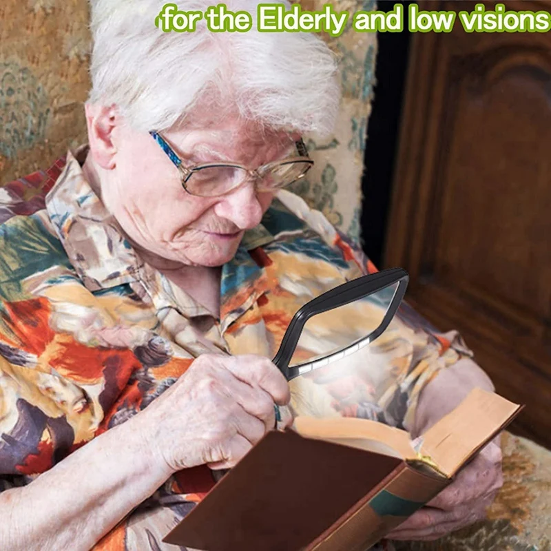 Hot-A39R-Square Hand-Held Foldable Magnifying Glass With LED Lighting