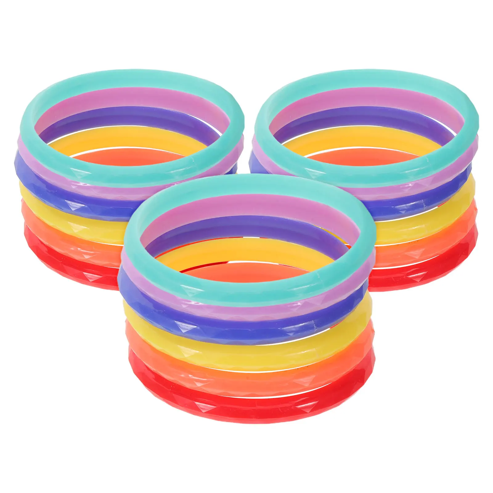 18Pcs Chunky Resin Bangles Colorful Rainbow Bracelets Friendship Wristbands Birthday Party Favor Wristbands