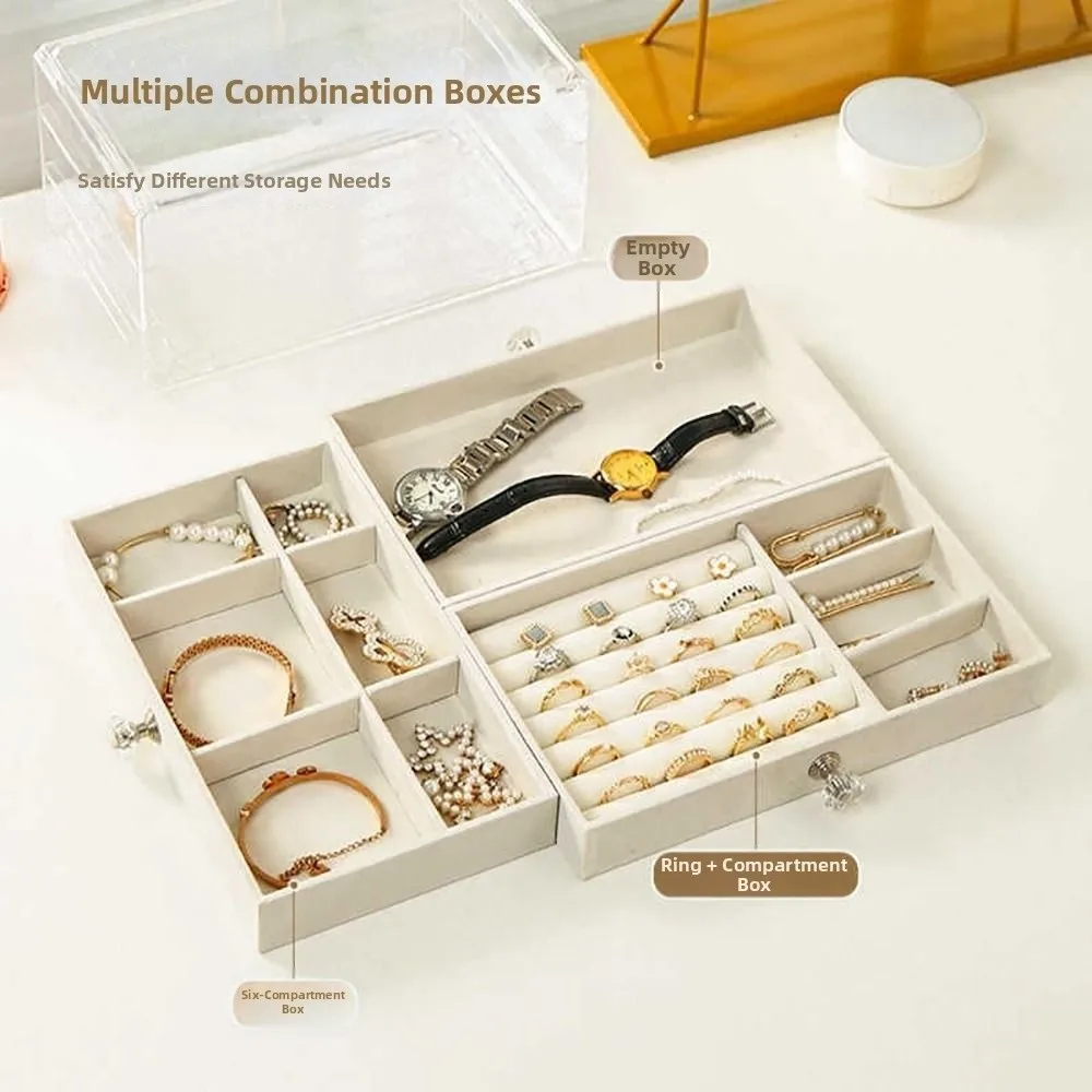 

Multicolor Jewelry Storage Box with 3 Drawers Velvet Display Storage Case Dustproof Earrings Bracelets Earring Holder