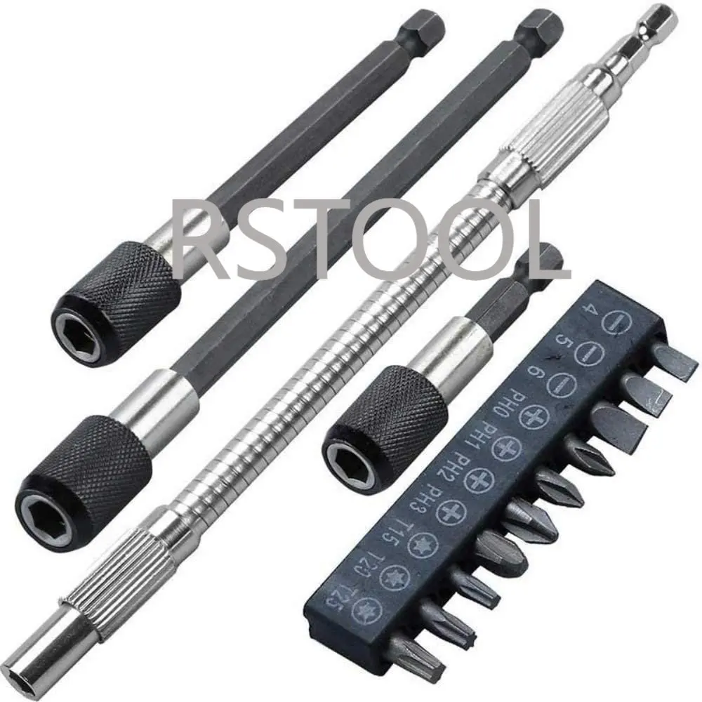 14 Set 1/4 "Lục Giác Từ Tác Động Vít Giá Đỡ Mở Rộng Linh Hoạt Trục Bit Vít Bộ Máy Khoan Công Suất dụng Cụ Cầm Tay