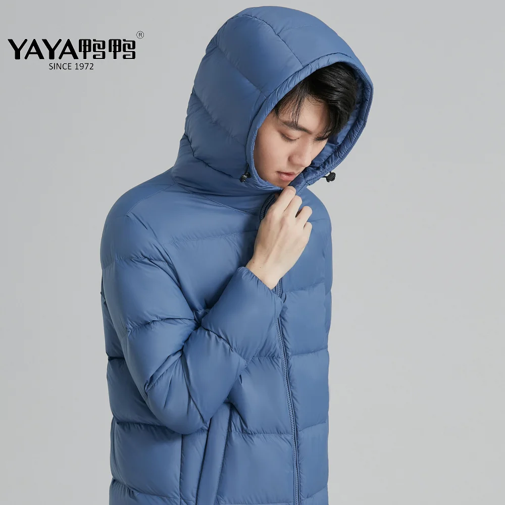 YAYA 2022 Men\'s White Duck Down Jacket Hooded European Style Winter Waterproof Light Soft Business Casual Warm Outwear