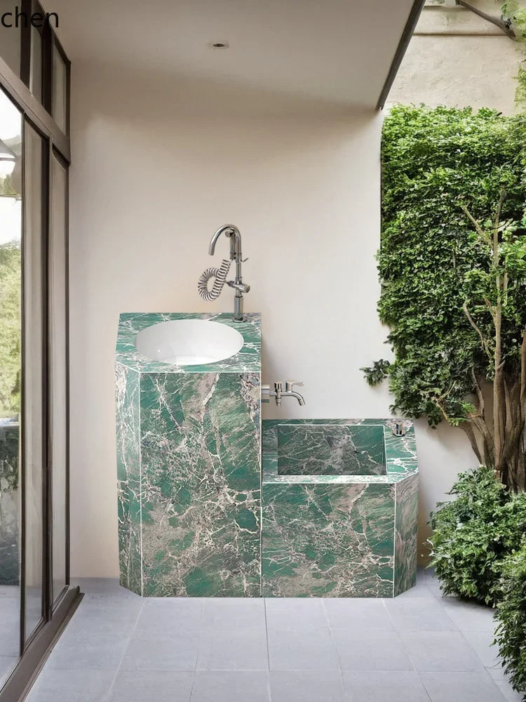 column basin stone wash basin Chinese courtyard integrated outdoor floor wash basin sink
