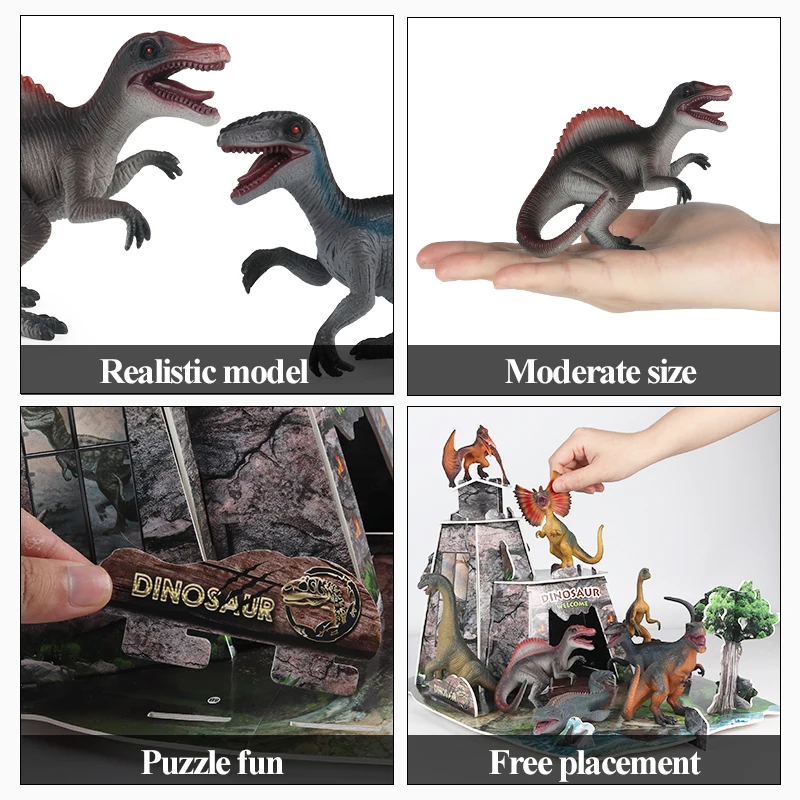 Jurassic Dinosaur Scenes Set Brinquedo T-Rex Stegosaurus Animal PVC Model Action Figures Collection Toy Kids Gifts With Box