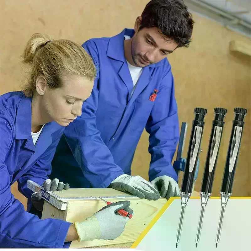 

2.8mm 2-in-1 Woodworking Mechanical Pencil With Lead And Built-in Sharpener For Deep Hole Carpenter Marking Pencils Tool