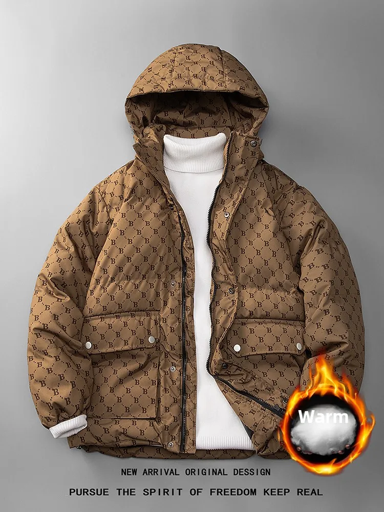 

Мужское хлопковое пальто Thiened Down Jaet, осень-зима, новое брендовое теплое изоляционное пальто с капюшоном, молодежное пальто на молнии D...