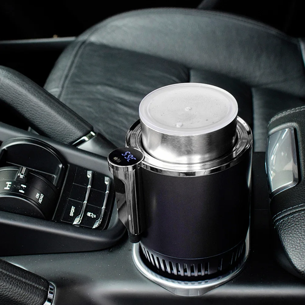 

12V 2 In 1 Cooling Drink Can Car Office Cup Warmer Cooler with Temperature Display Beverage Bottle Can Cooler Baby Bottle Warmer