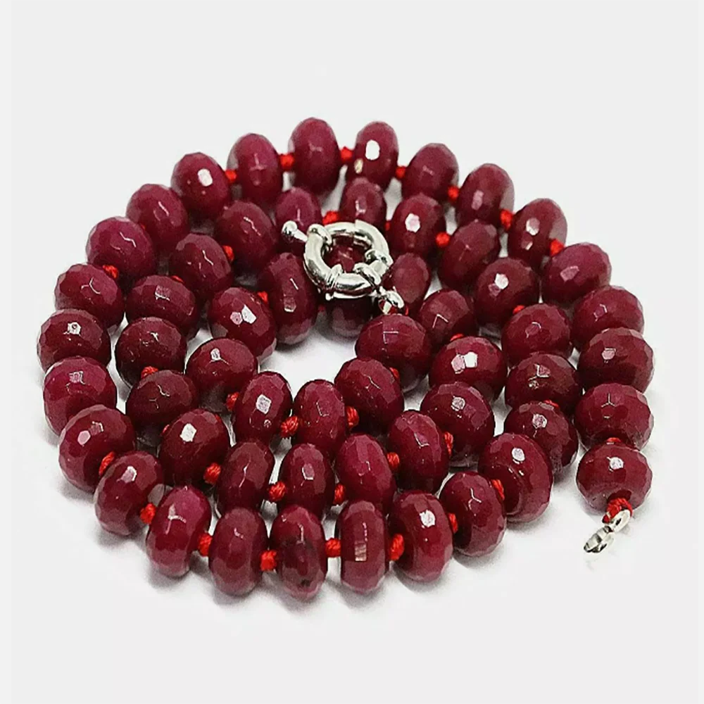 Natural 5x8mm Faceted Red Brazil Jade Abacus Gemstone Beads Necklace 18''