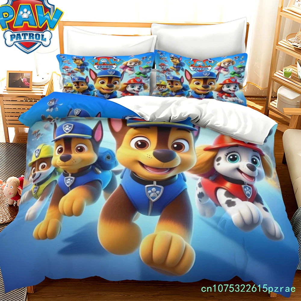 PAW Patrol Bedding Set Chase Marshall 3pc Duvet Cover Set, Kids Boys Blue Cartoon Quilt Cover With 2 Pillowcases, No Sheet