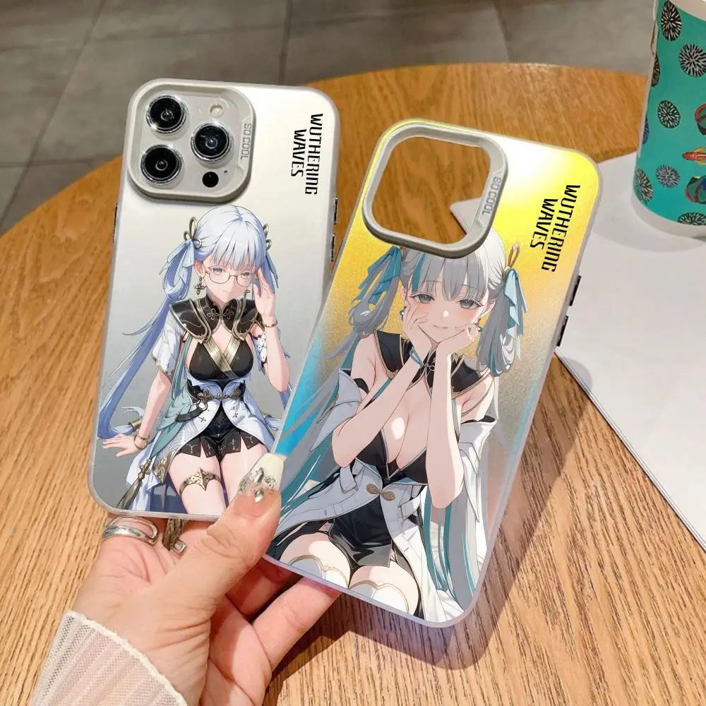 

Phone Case Electroplate Silver IMD Jinhsi Wuthering Waves Phone Case For IPhone 11 12 13 14 15 16 Pro Max 16E 7 8 Plus X XS XR