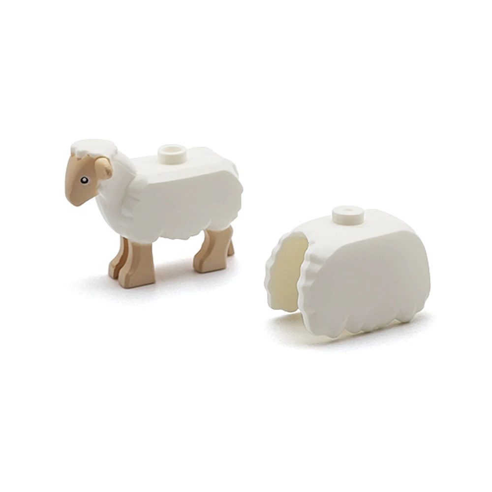 MOC Building Blocks Animali da fattoria Pollo Anatra Maiale Pecora Bovini Cavallo Scena Assemblaggio Puzzle Accessori giocattolo