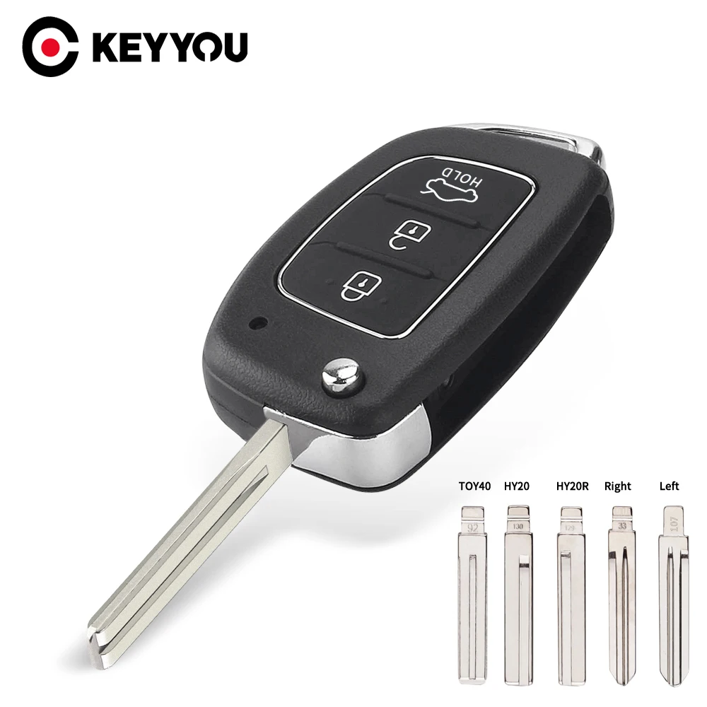 KEYYOU 1PCS For Hyundai Solaris Verna ELANTRA Santa Fe i10 i20 i30 i35 i40 IX35 IX45 3 Buttons Flip Car Key Case