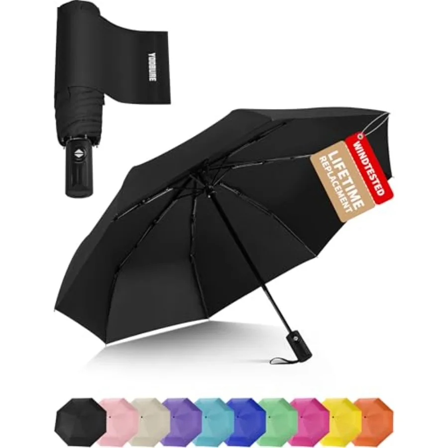

Compact Travel Umbrella - Windproof Umbrellas for Rain, Small Portable UV Umbrella for Sun Protection, Folding Automatic Umbrel