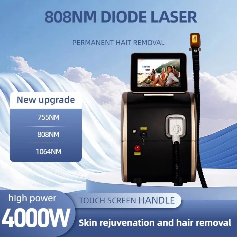 

New ICE Diode Laser 808 Hair Removal and Skin Rejuvenation Machine Triple Wavelength 755nm 808nm 1064nm Platinum Penetration
