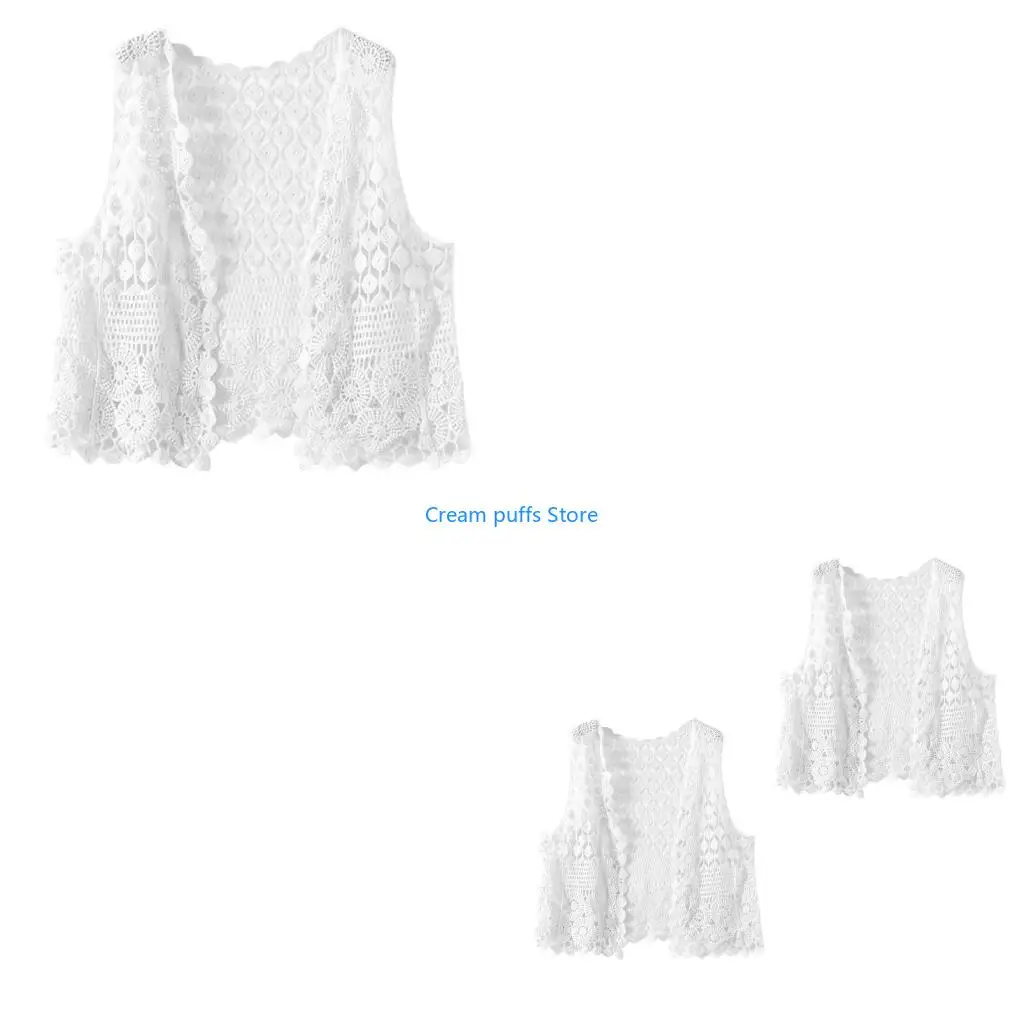 

Женщины 50L Open Front Top Top Pollowout Hollowout Geometric Diometric Cardigan Cardigan